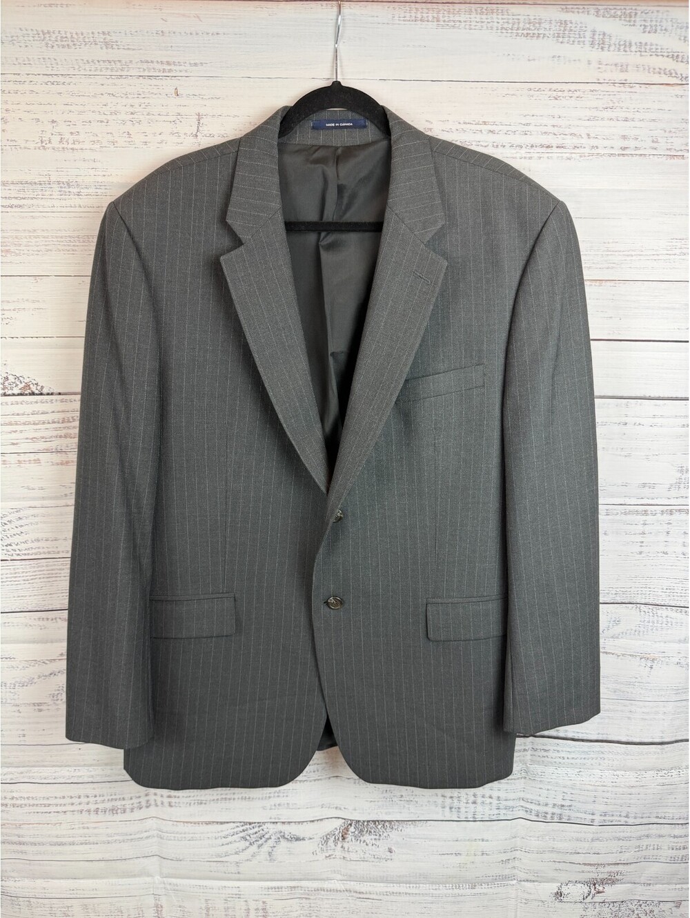 RALPH LAUREN RALPH gray striped wool lycra mens jacket blazer 46R